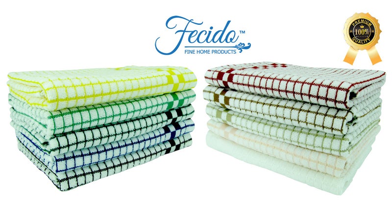 Fecido Classic Kitchen Dish Towels with Hanging Loop - Set of 4, Red - Image 2